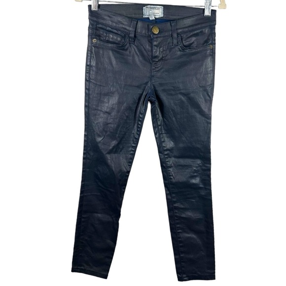Current Elliot The Ankle Skinny Blue Coated Jeans Women's 25 Navy Wax Fitted - Picture 1 of 8